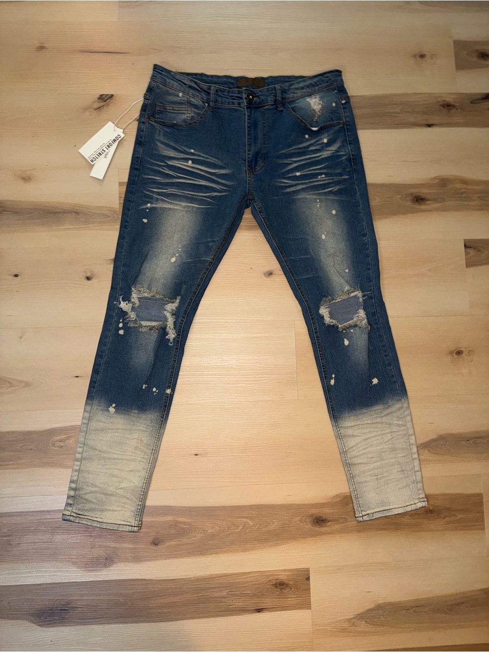 KDNK Skinny Distressed Blue Ombre Jeans